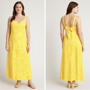 ModCloth Yellow Floral Maxi Dress Size 10‎ Sweetheart Neckline Back Bow